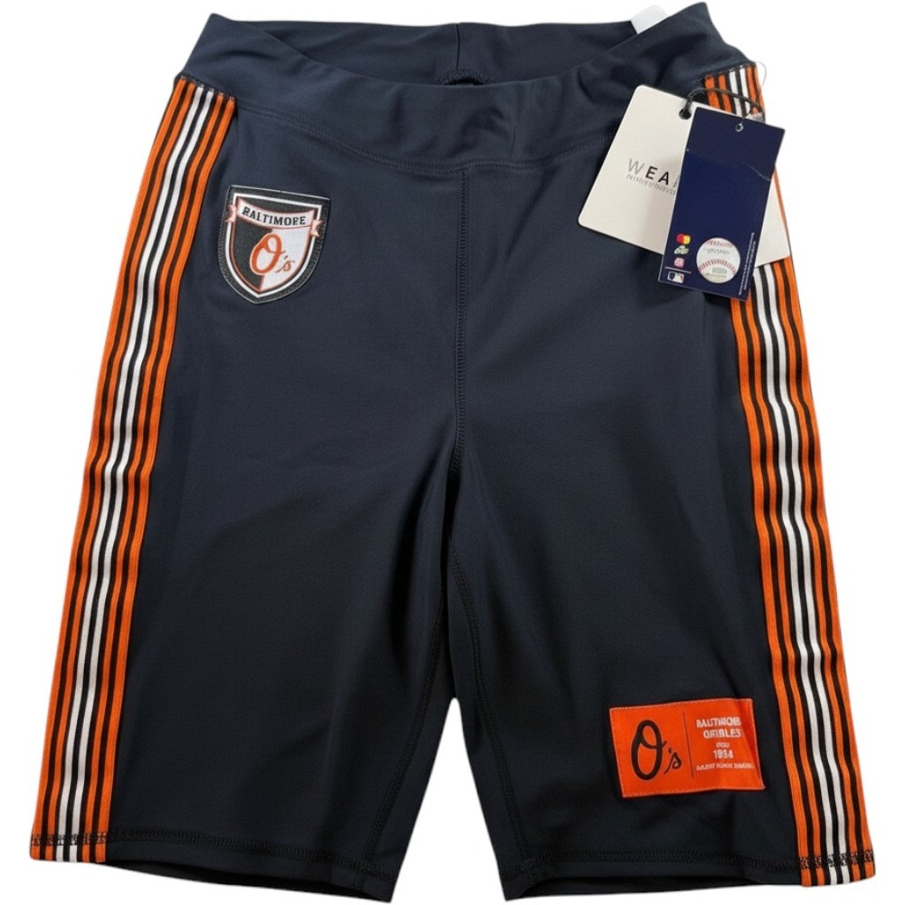 WEAR Erin Andrews Baltimore Orioles Striped Bike Shorts‎ Womens Medium NEW